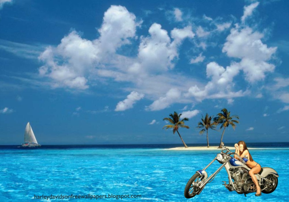Babes Wallpaper Bikes Beautiful Babe In Blue Island Desktop