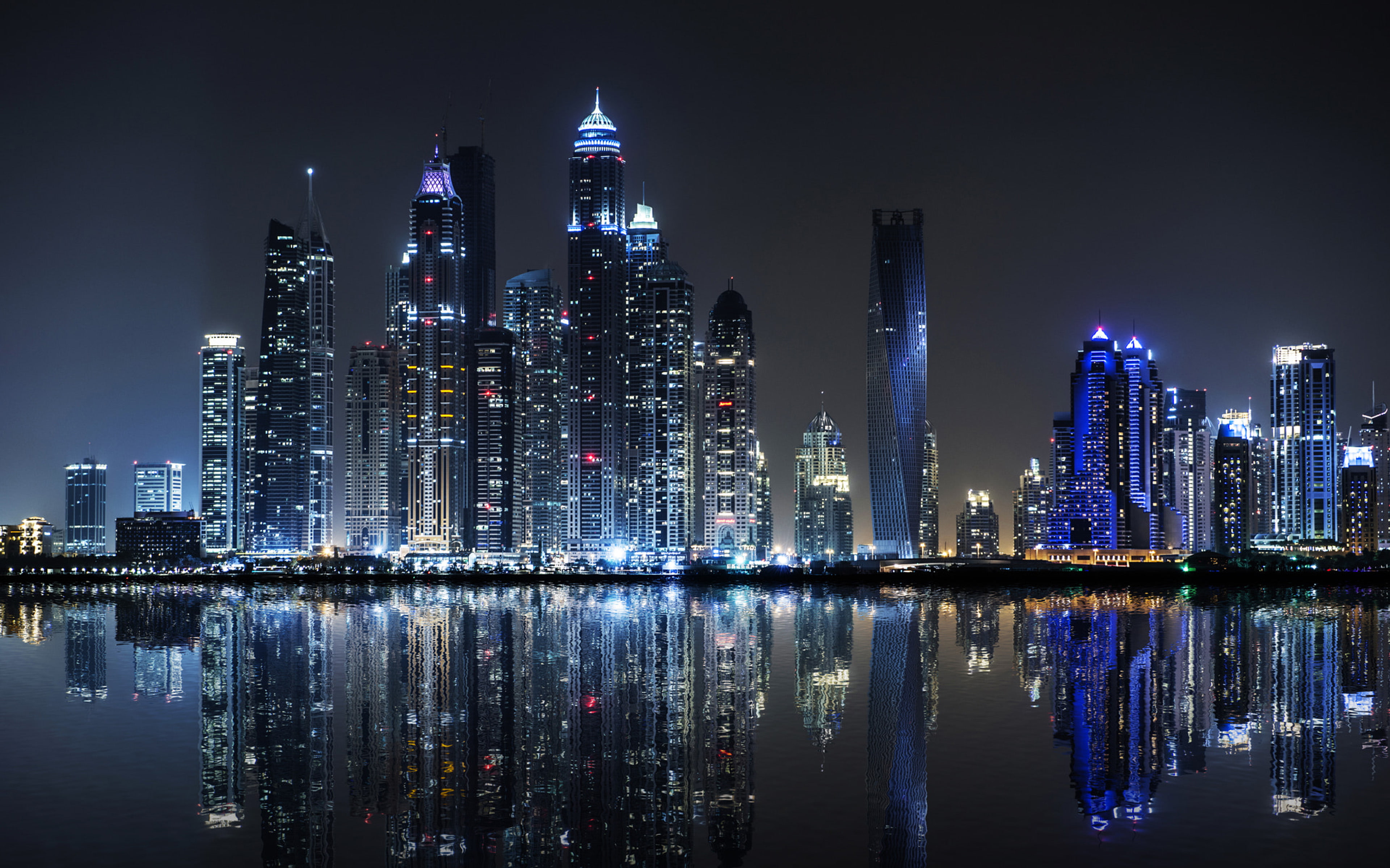 Dubai Night Photo Taken From The Palm Island Jumeirah Wallpaper