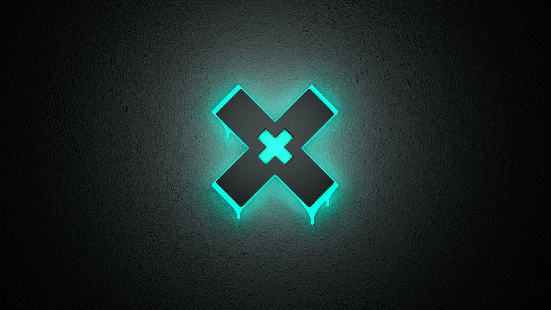 Neon Blue X Symbol on Dark Background