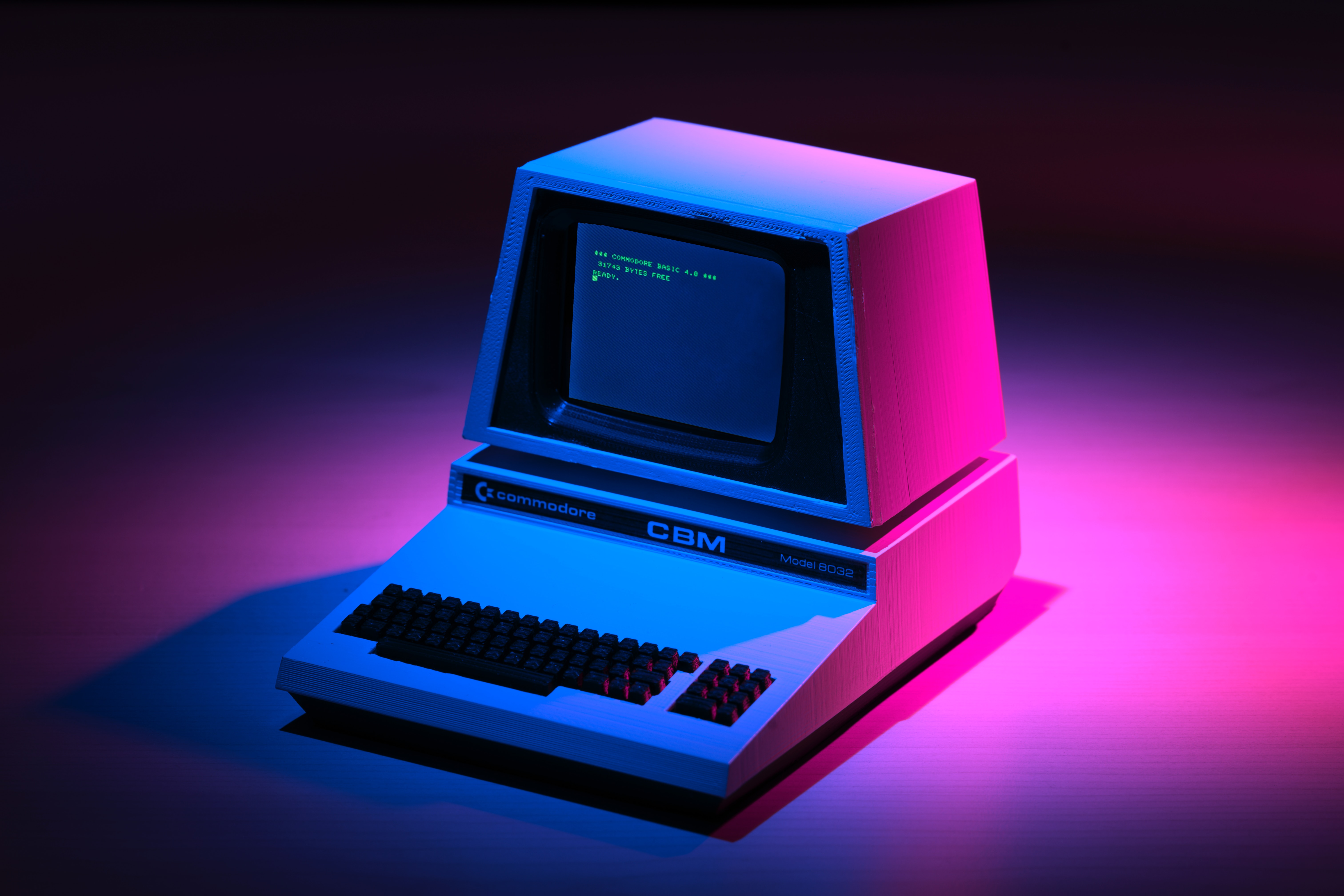 Retro Commodore 64 Computer in Neon Light