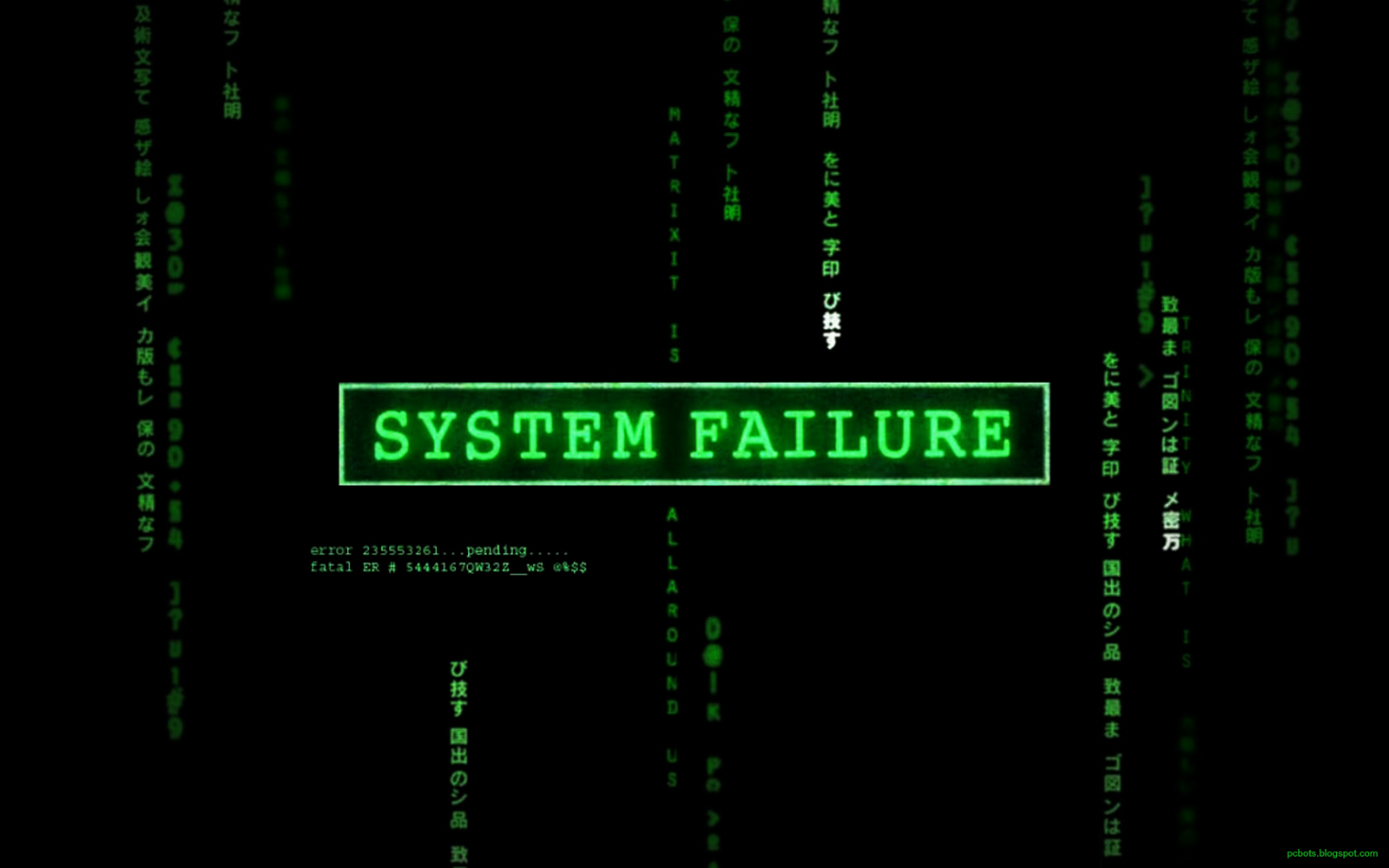 System failure green hackers Wallpaper with matrix background