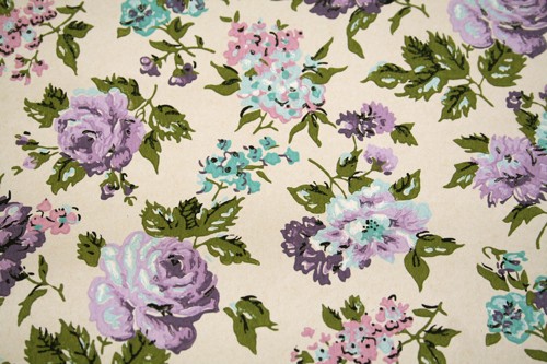 Vintage Wallpaper Half Roll Purple Floral By Pamg On