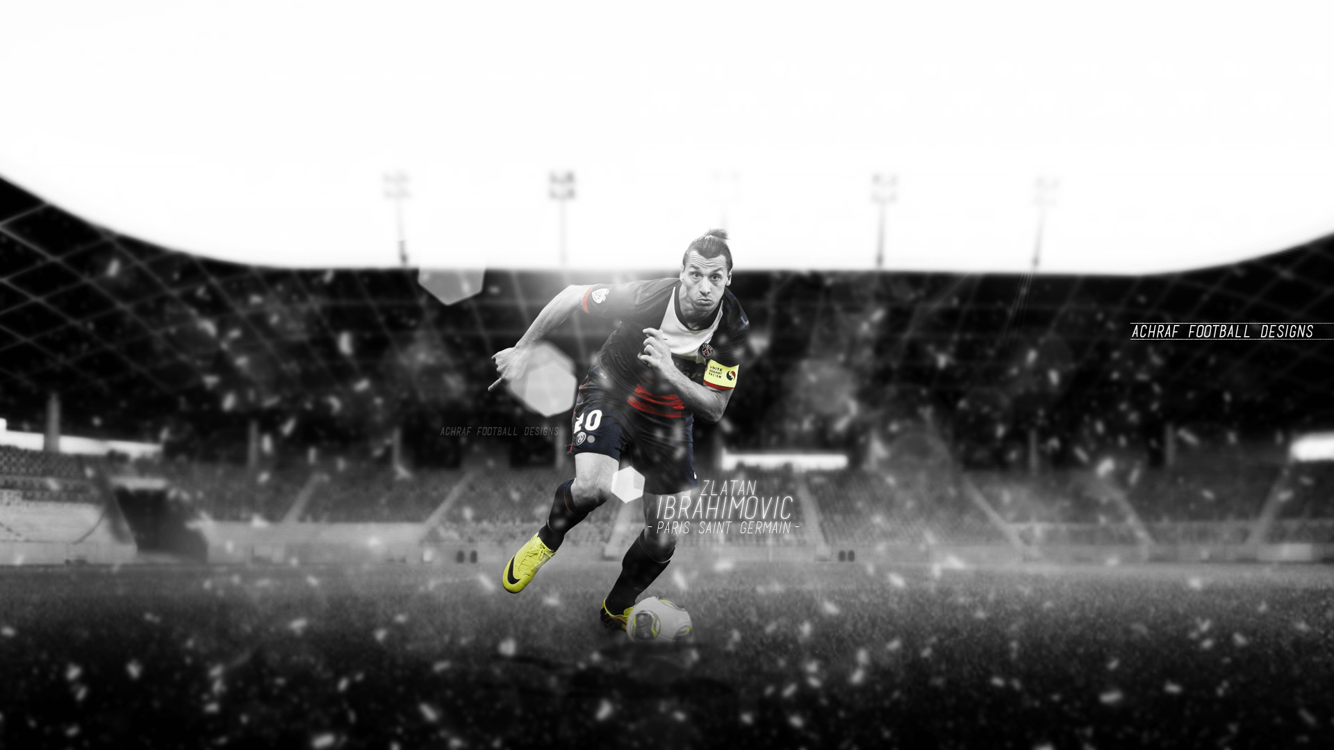 Zlatan Ibrahimovic, a professional soccer player for Paris Saint-Germain and former Nike athlete, dribbling the ball during a snowy match