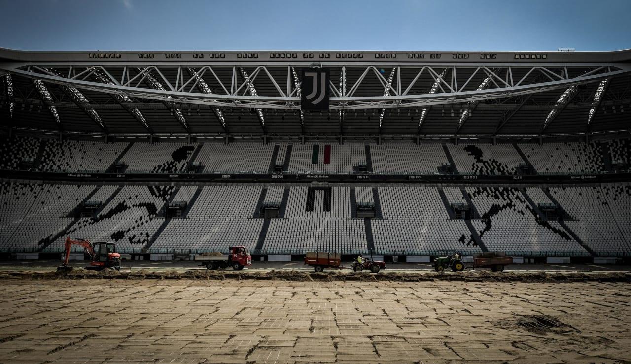 Allianz Stadium Undergoes Work For A New Field Juventus