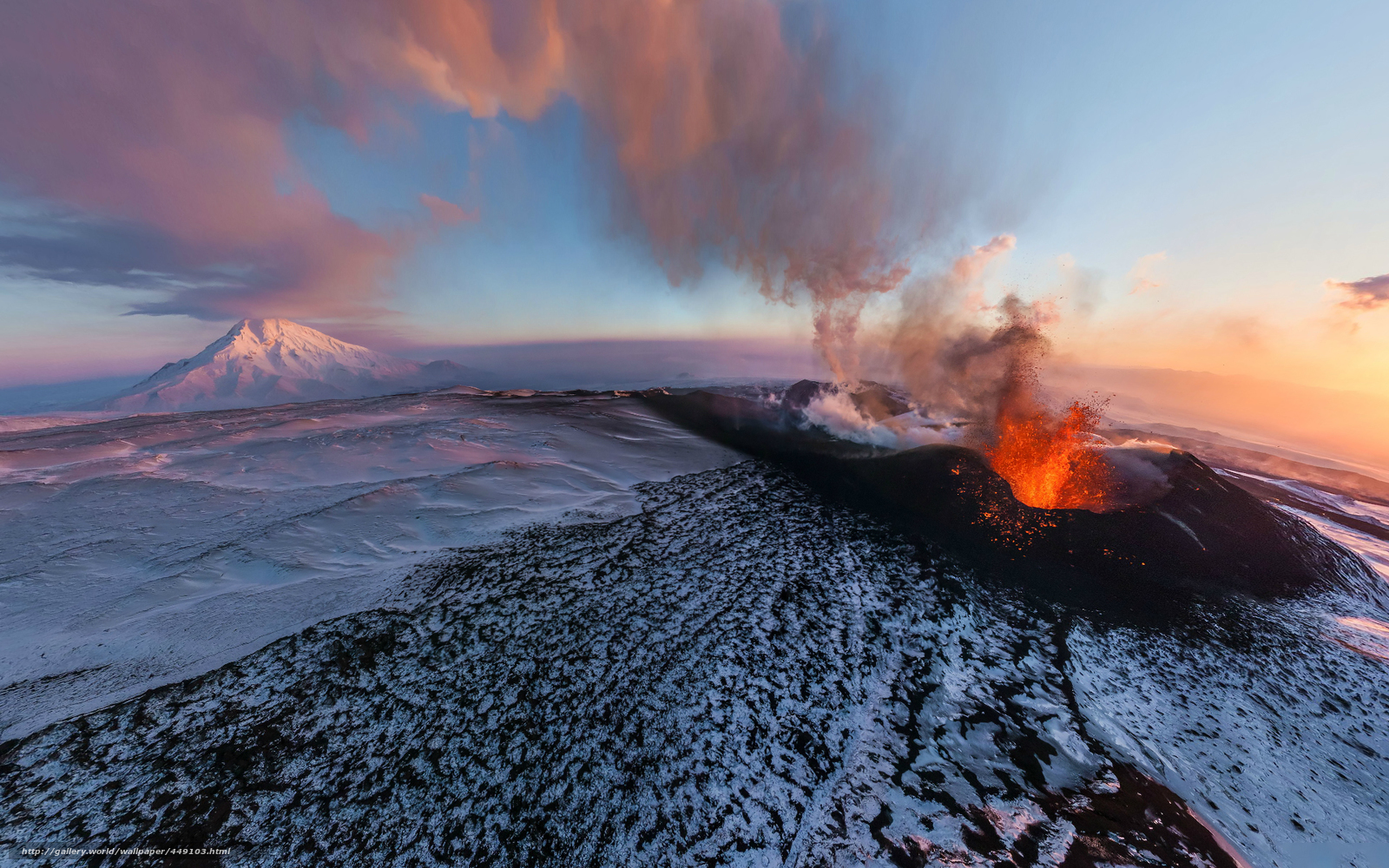 Wallpaper Flat Tolbachik Volcano Eruption Kamchatka Desktop