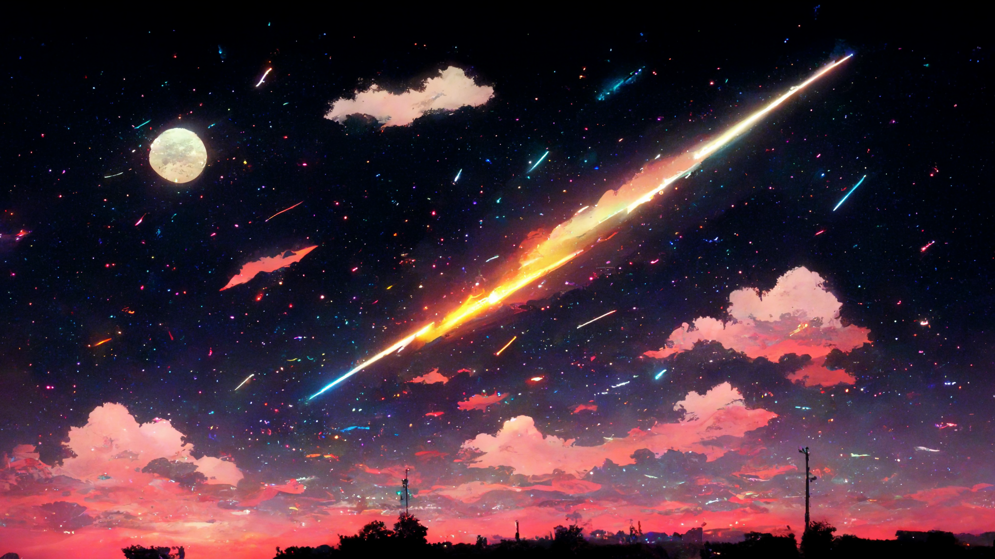 Mid Journey is an amazing wallpaper generator Meteor night sky