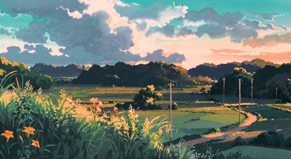 Studio Ghibli On Background Landscape