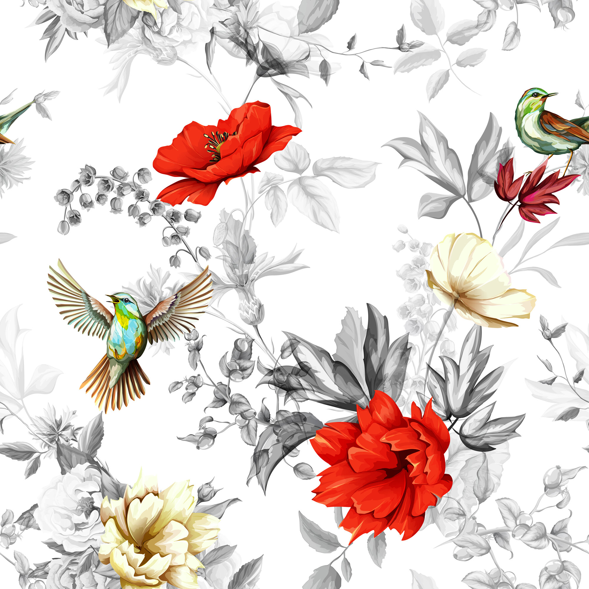 Winston Porter Bridgton Watercolor Flowers And Birds L X W