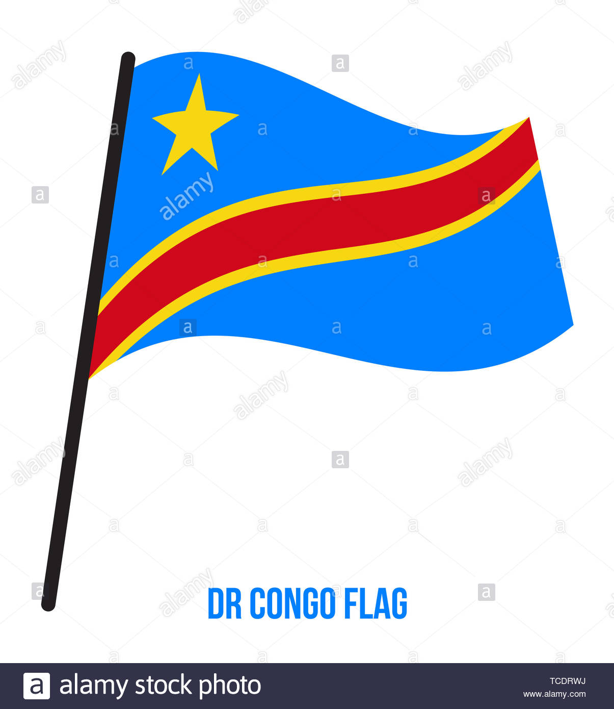 Democratic Congo Flag Waving Vector Illustration On White