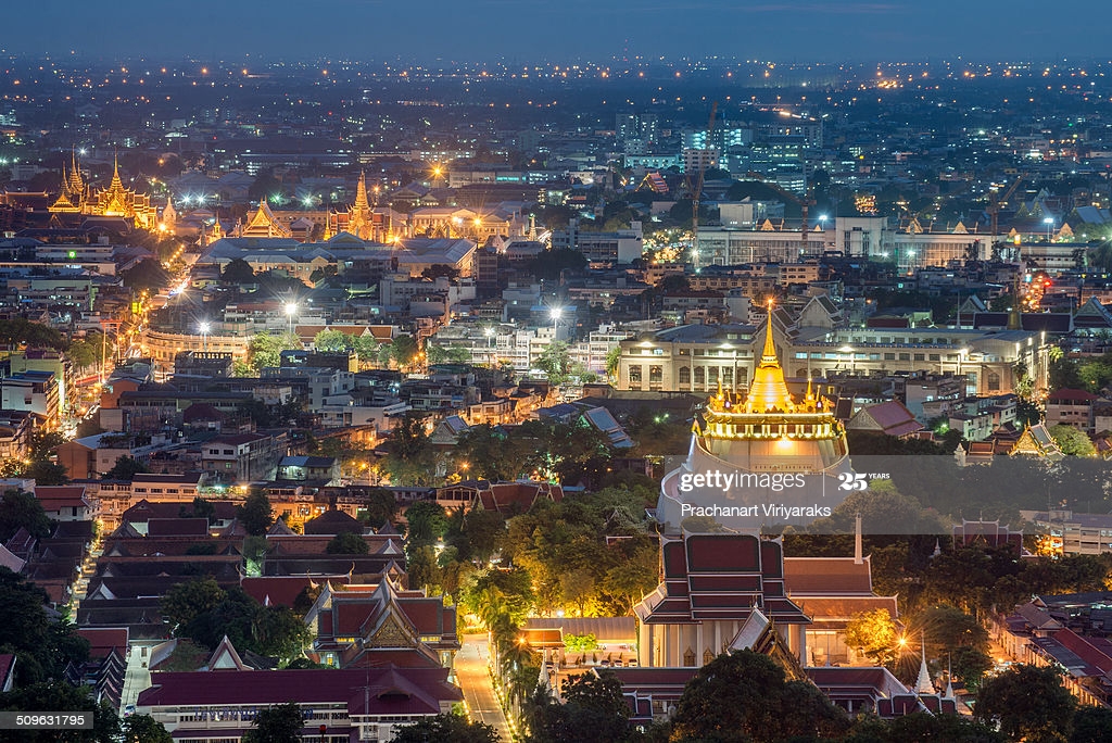 Wat Saket And Background Is Bangkok Grand Palace News Photo