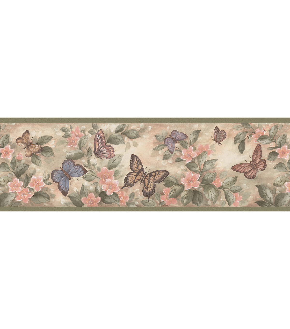 Butterfly Floral Wallpaper Border Multicolor SampleButterfly Floral