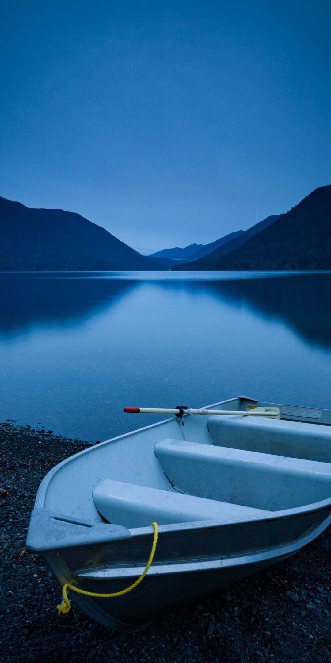 Boat Dawn Sunrise Lake Outdoor Wallpaper Blue In