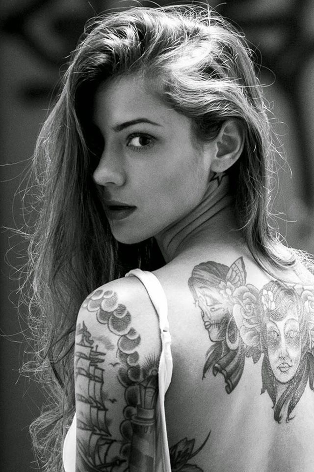 Beautiful Girl Tattooed Back iPhone 4s Wallpaper S