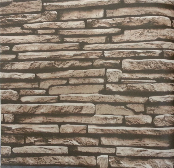  10M 3D Stacked Brick Stone Embossed Texured TV Wall PVC Wallpaper