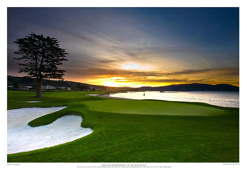 Pebble Beach Golf Links 18th Hole At Sunrise Zoom Photo