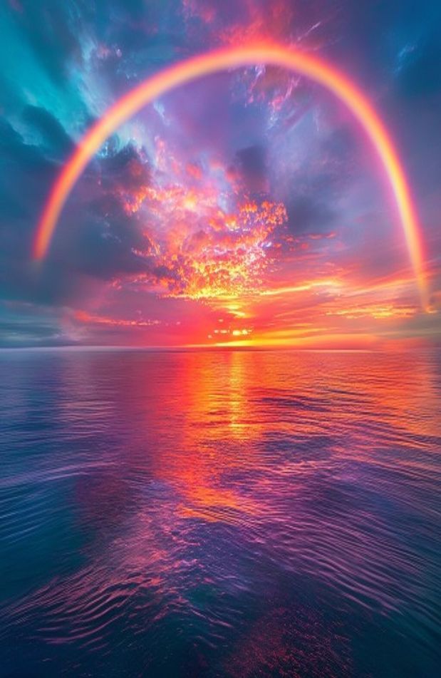 Sunset Ocean Rainbow Wallpaper