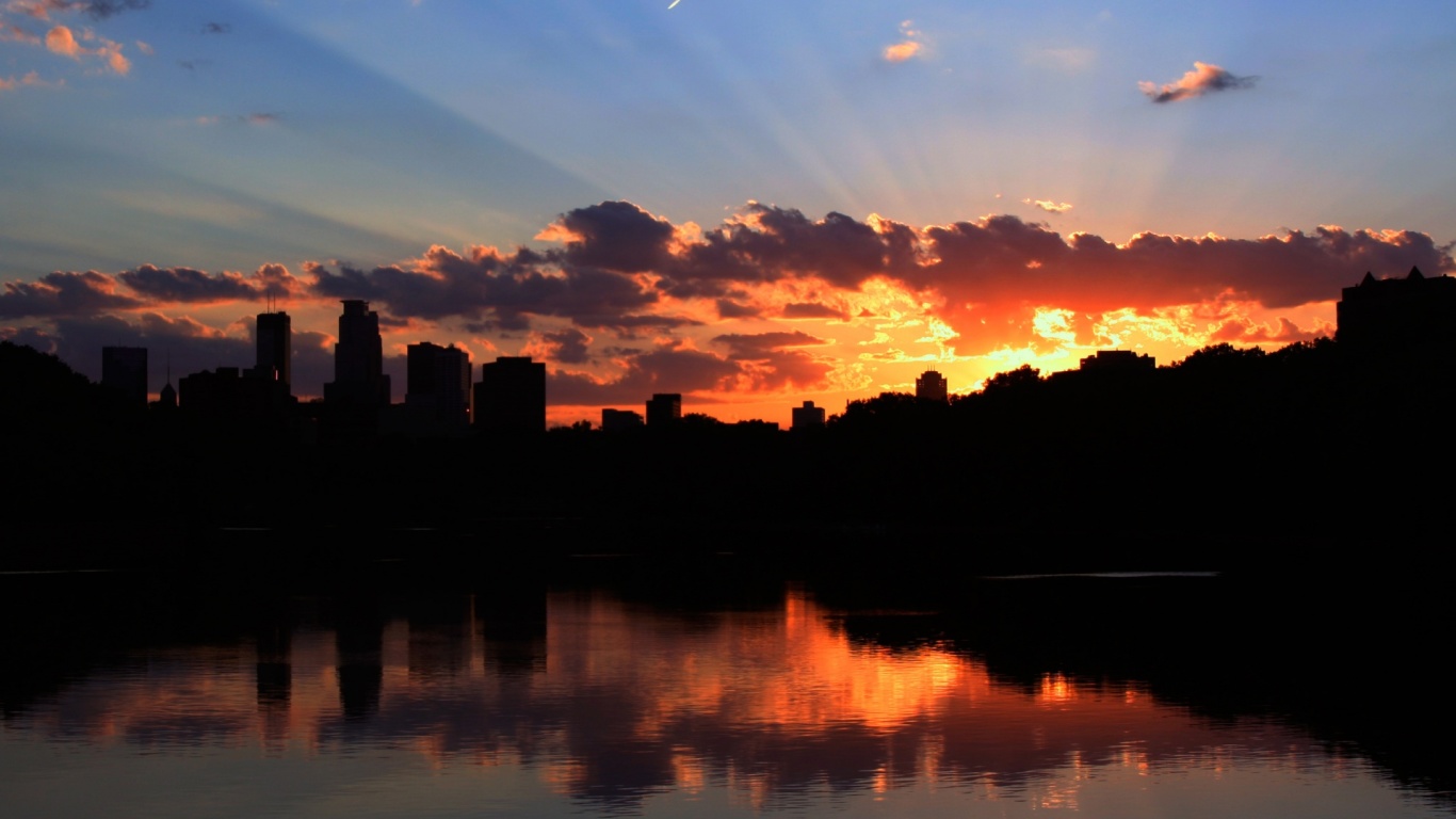 Minneapolis Sunset Desktop HD Wallpaper