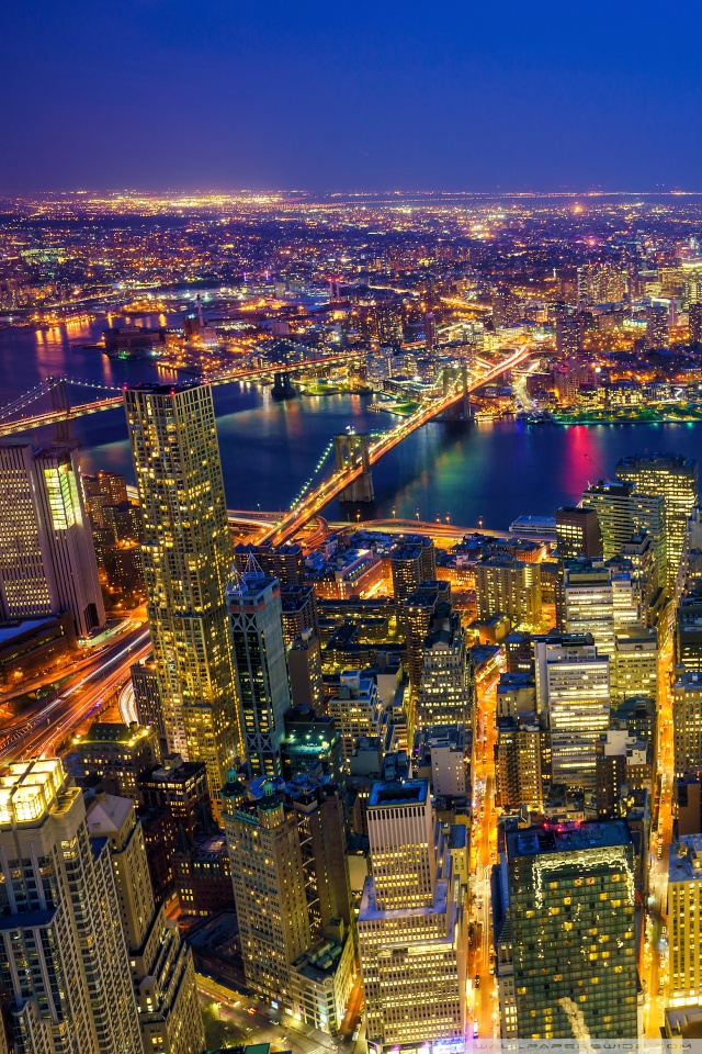 New York City Manhattan at Night 4K HD Desktop Wallpaper for