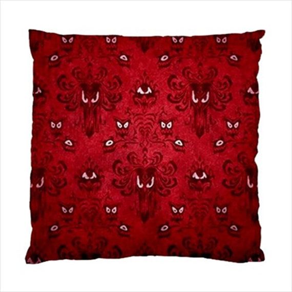 Disneyland Haunted Mansion Wallpaper Red Throw Pillow Cushion Case Sl