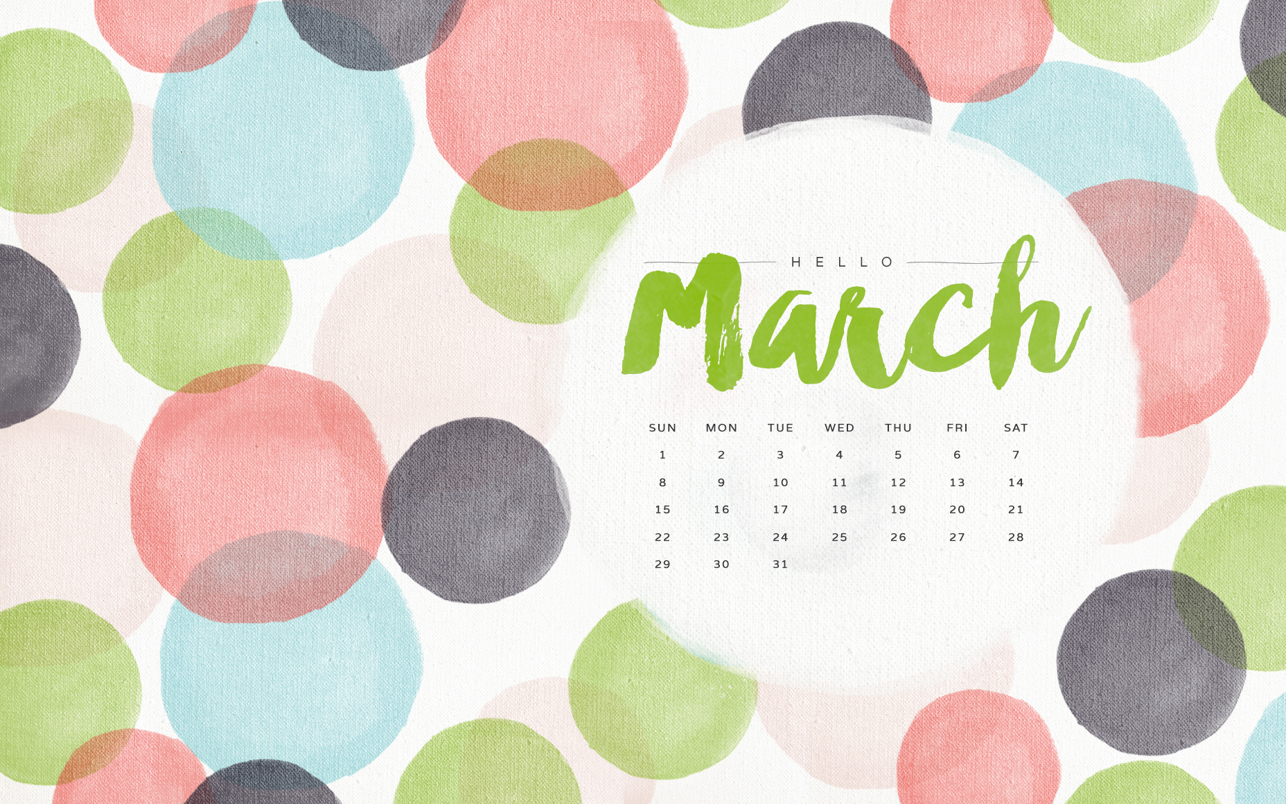March Calendar Wallpaper