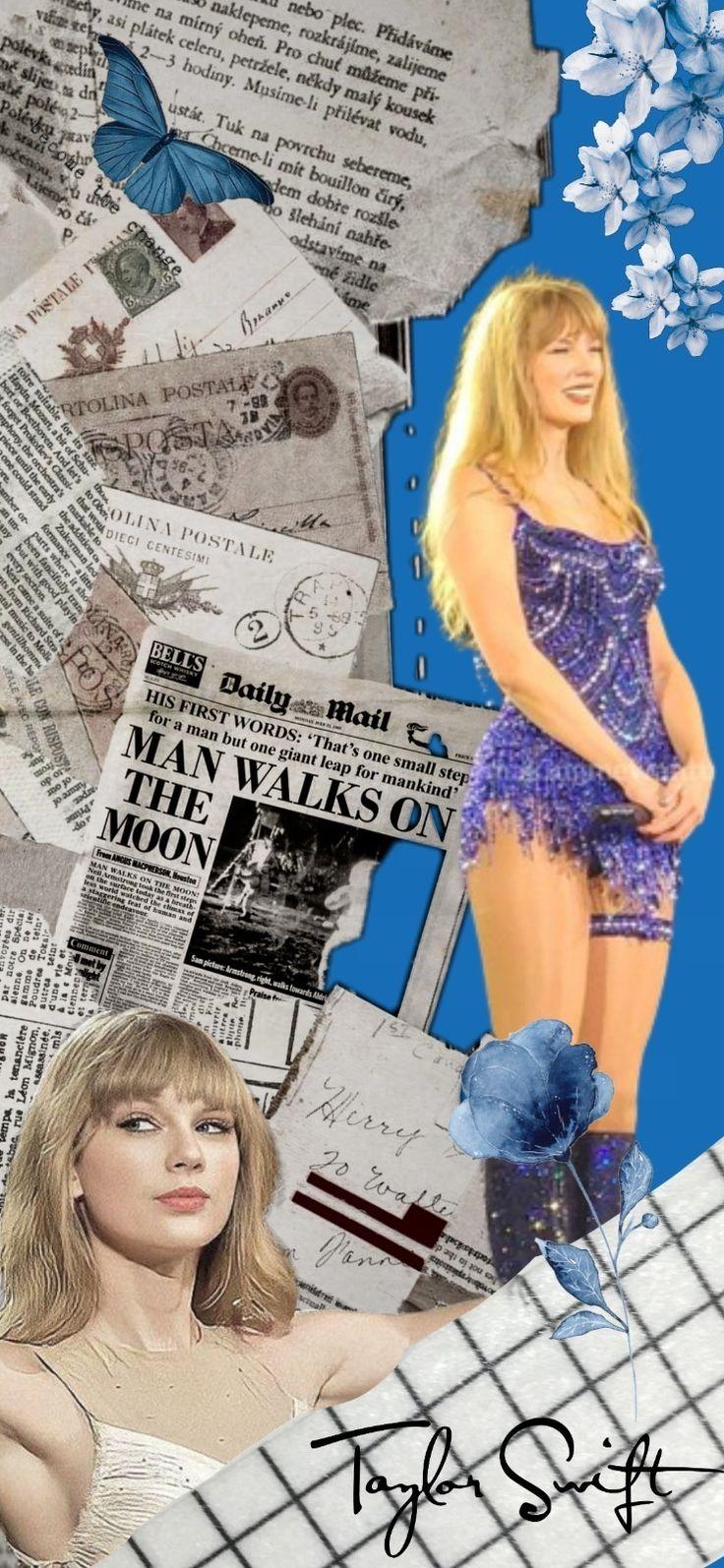 Taylor Swift Blue Collage Wallpaper In
