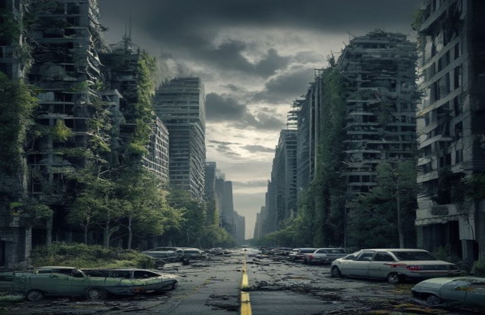 Destroyed City Background
