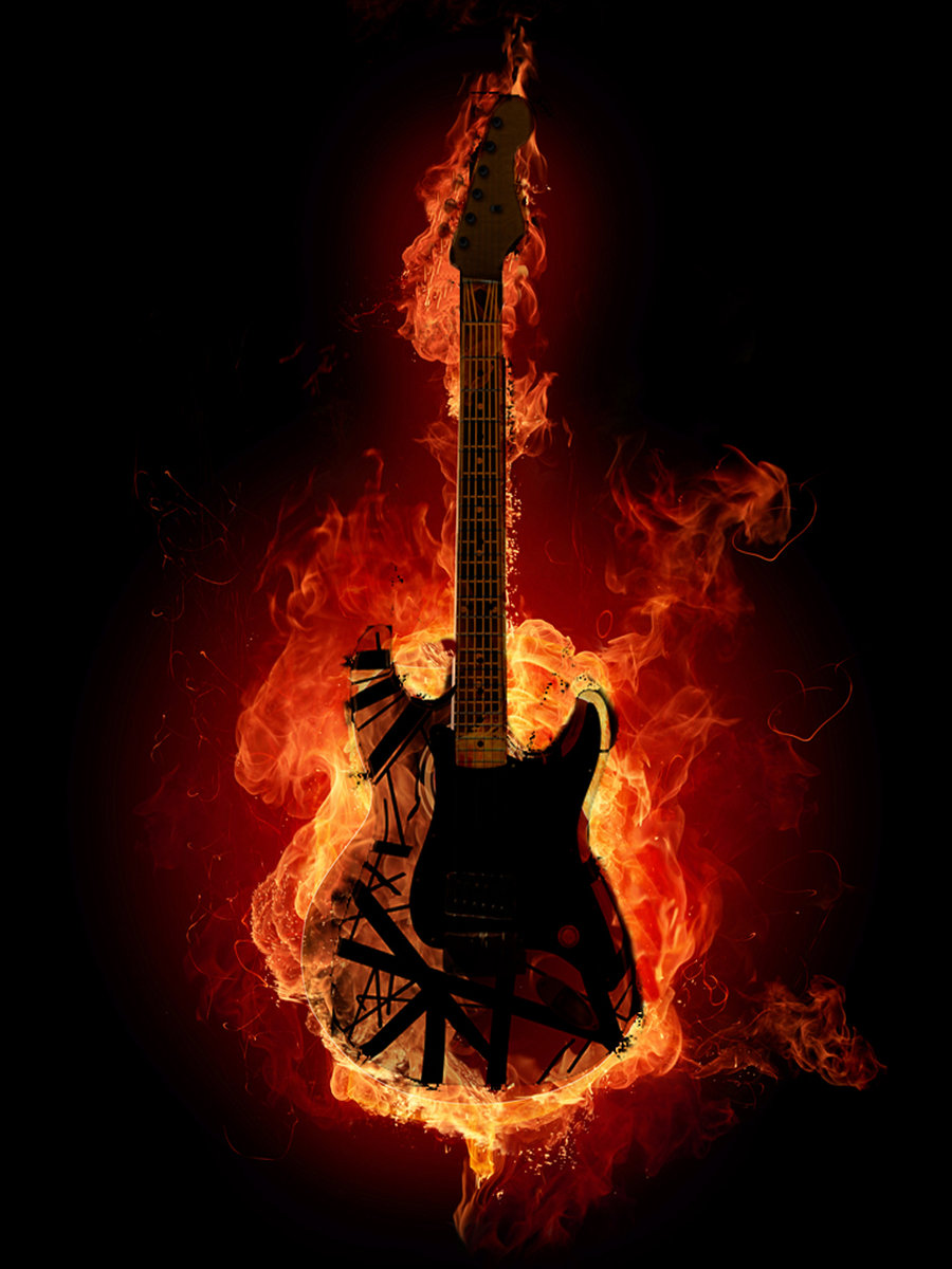 Guitar On Fire iPad Wallpaper Pictures