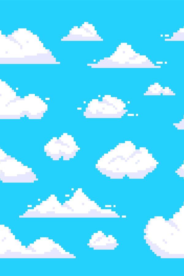 Pixel Clouds Retro Bit Blue Sky Aerial Cloud Art Ba