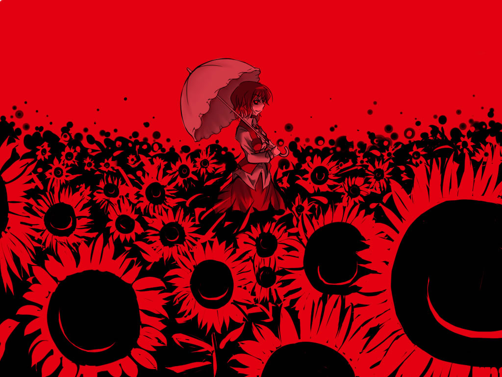 Red Sunflowers   Anime Wallpaper Image featuring General 1024x768