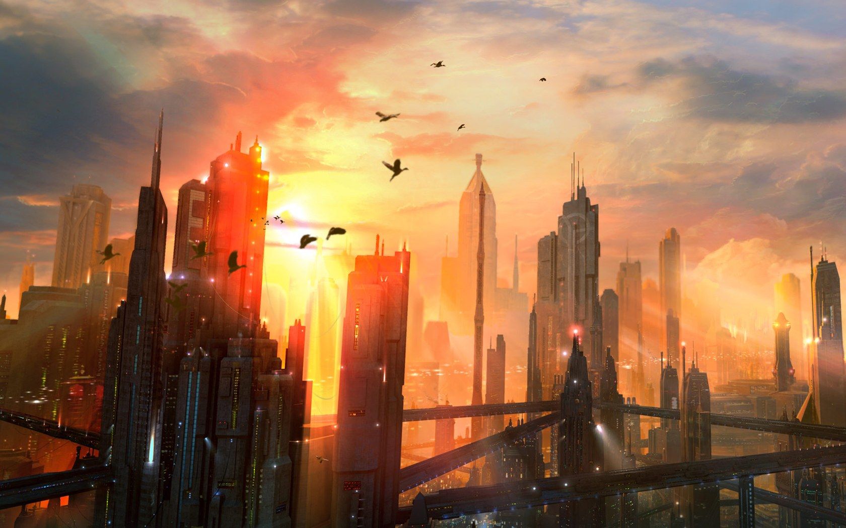 city of Dark city Futuristic city City illustration