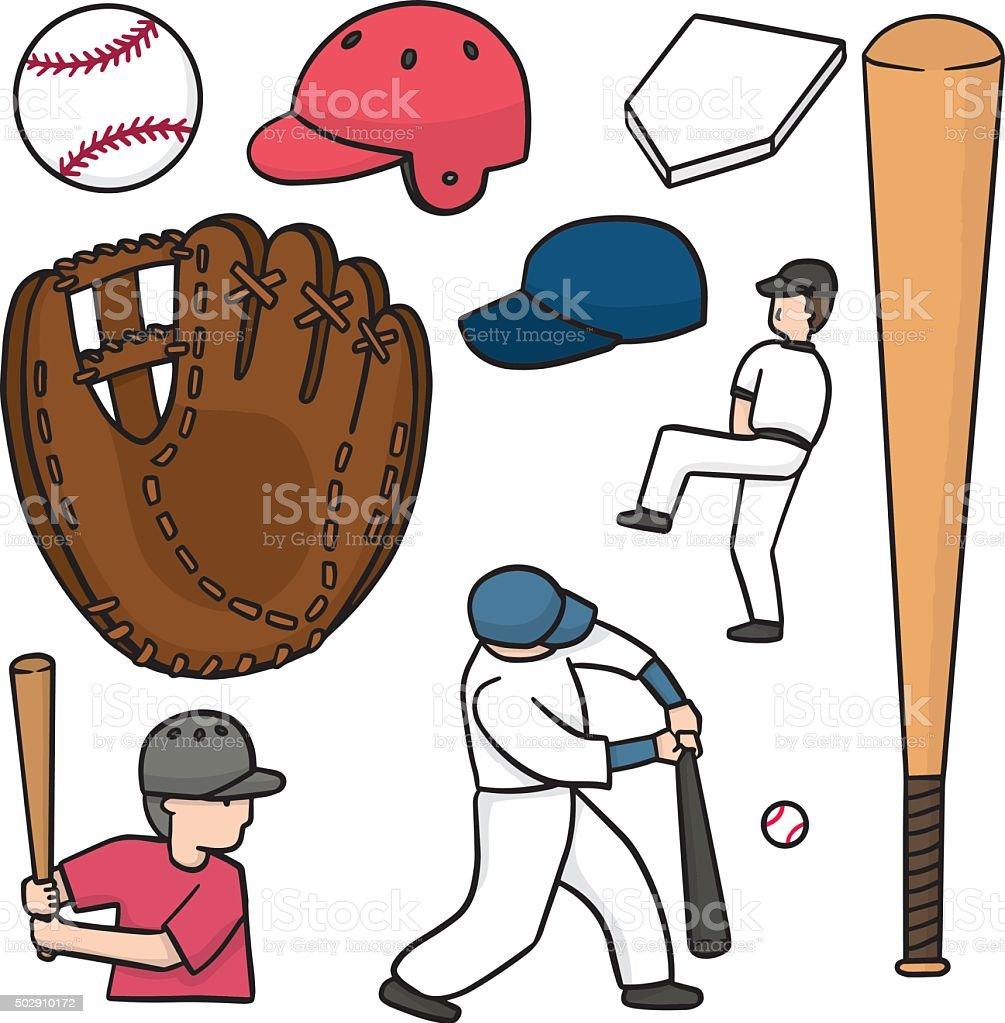 Vector Set Of Baseball Equipment Stock Illustration   Download