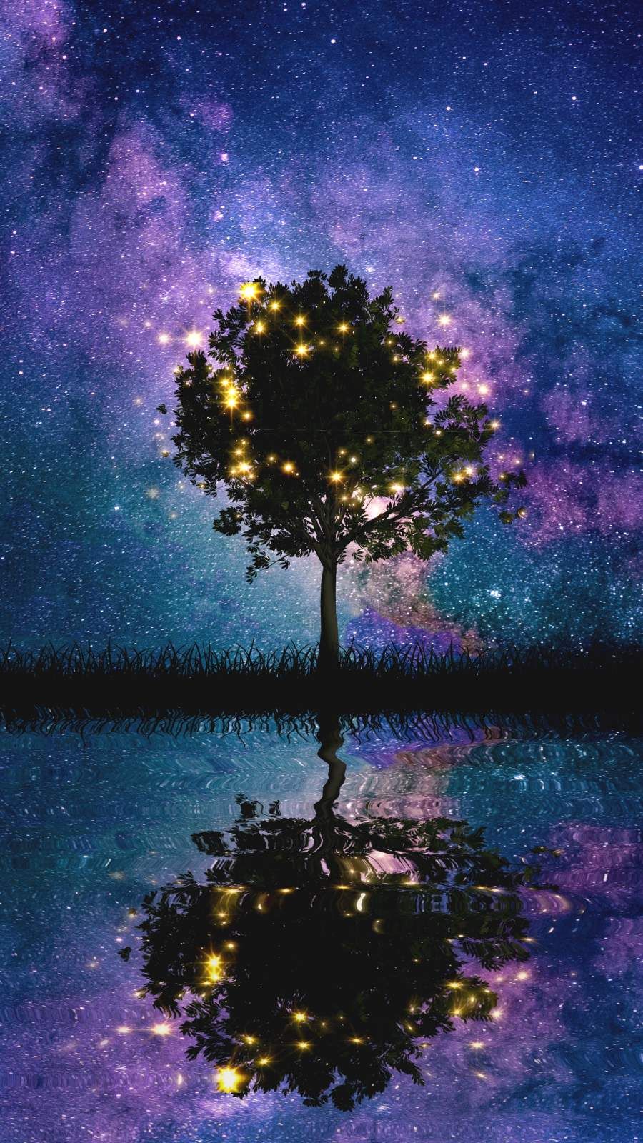 Space Tree Silhouette iPhone Wallpaper Flower iphone wallpaper