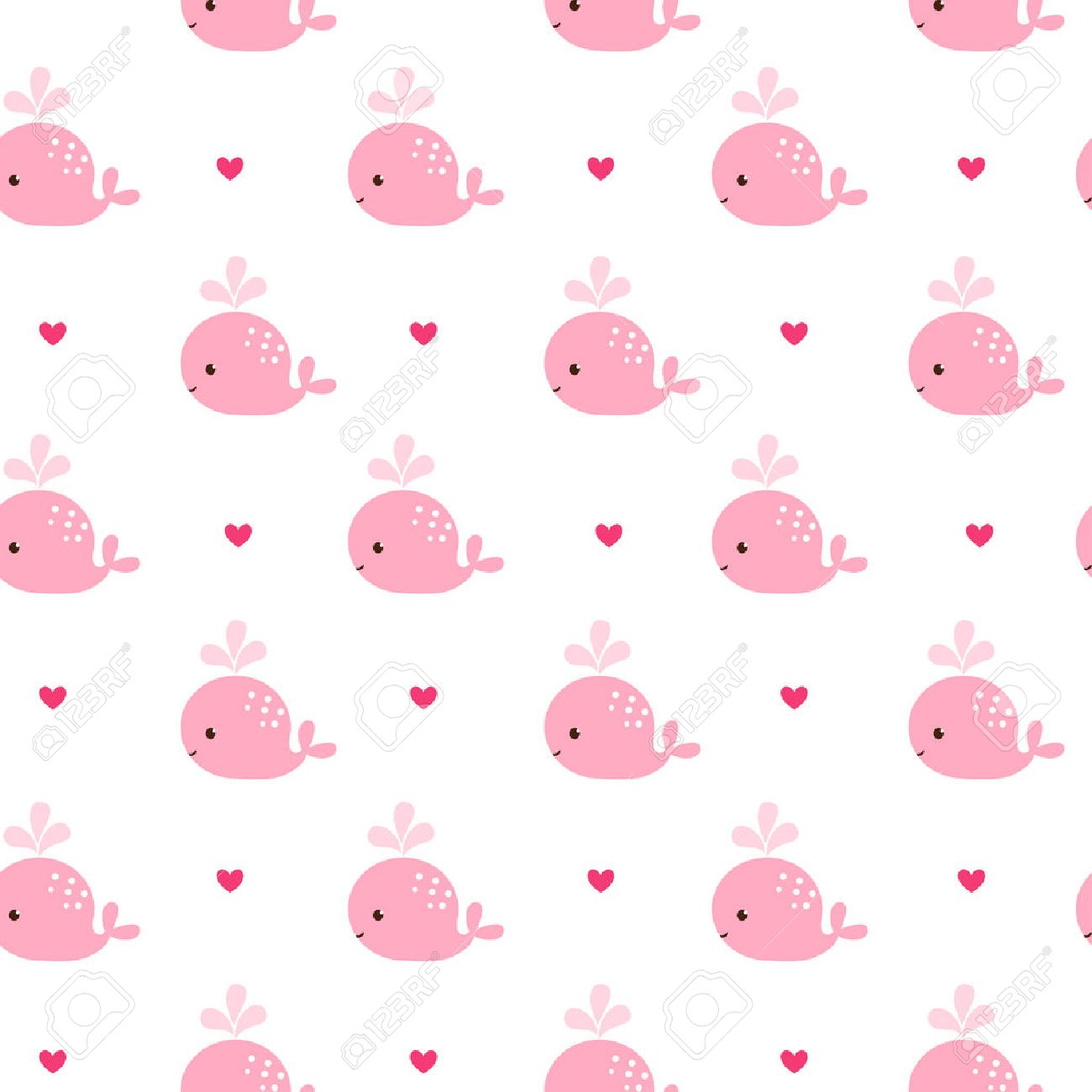 Cute Background With Cartoon Pink Whales Baby Shower Design
