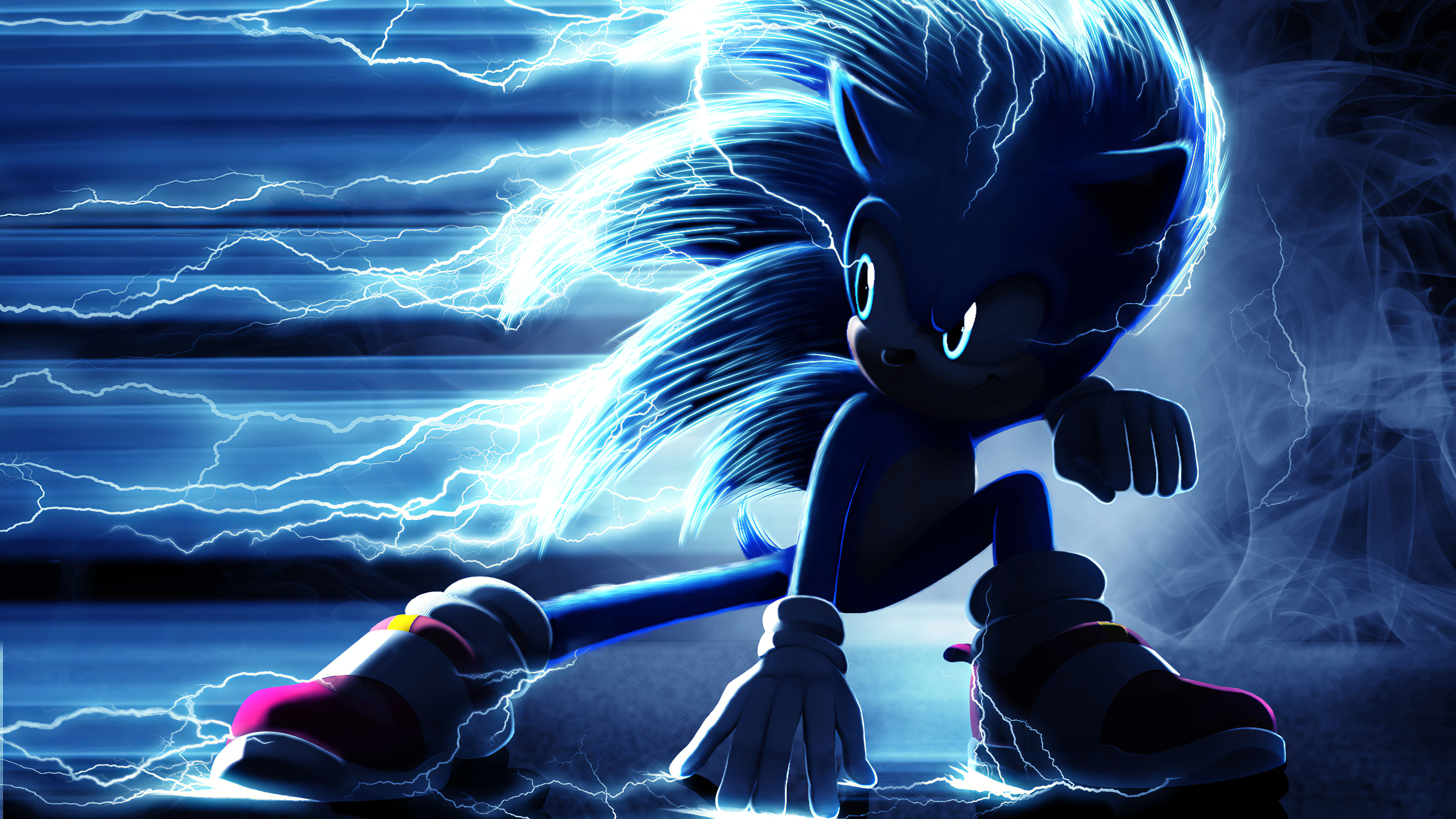 Sonic the Hedgehog running with electric aura