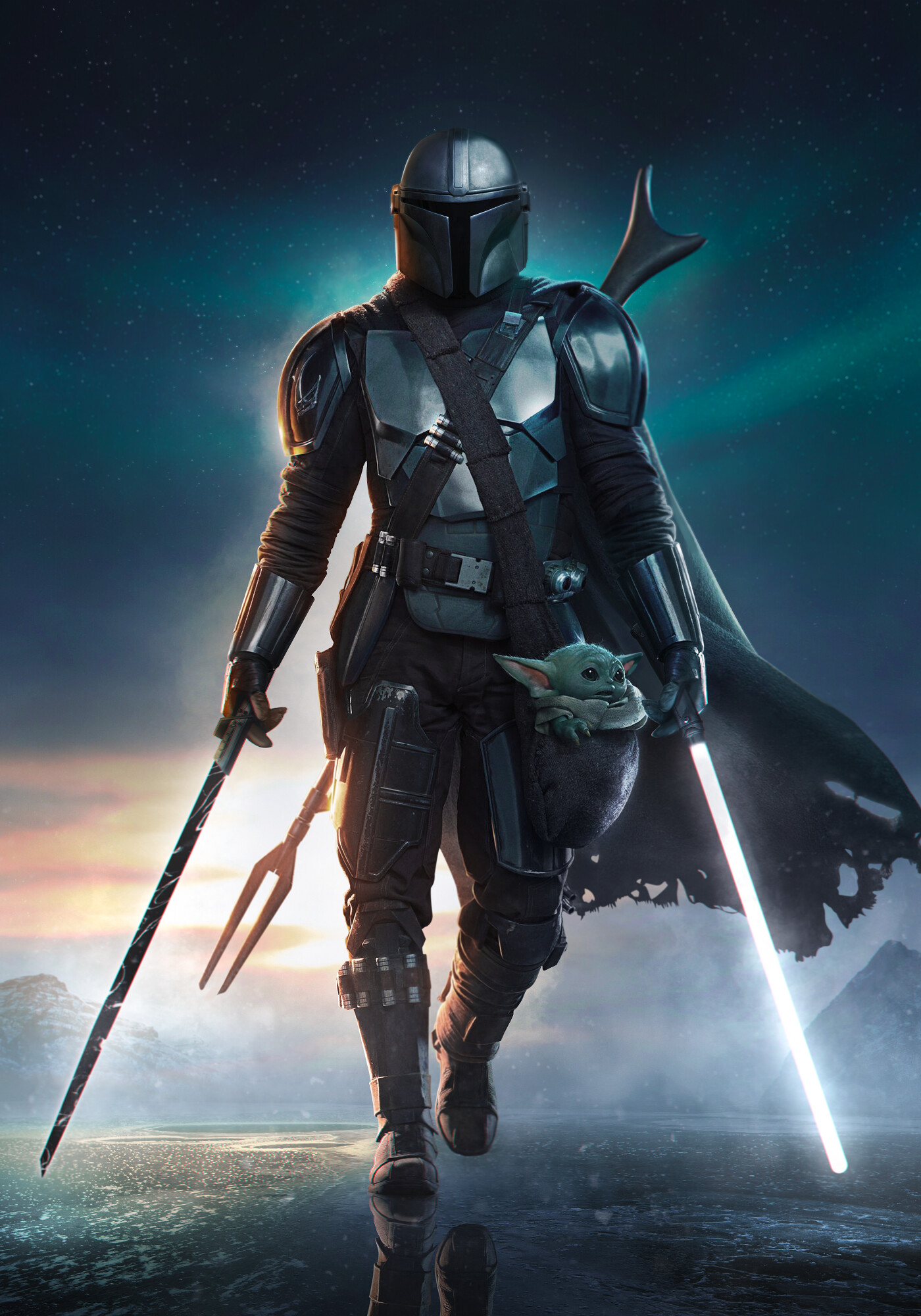 Grogu The Mandalorian Darksaber Star Wallpaper
