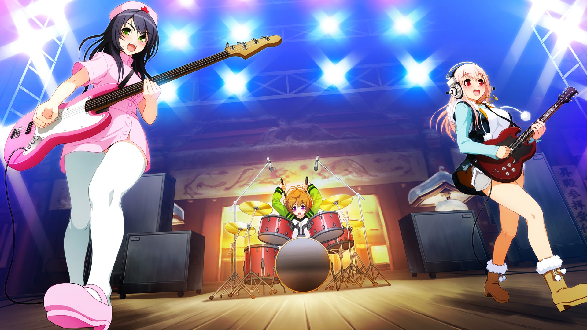 Super Sonico Band Anime Girls A841 HD Wallpaper