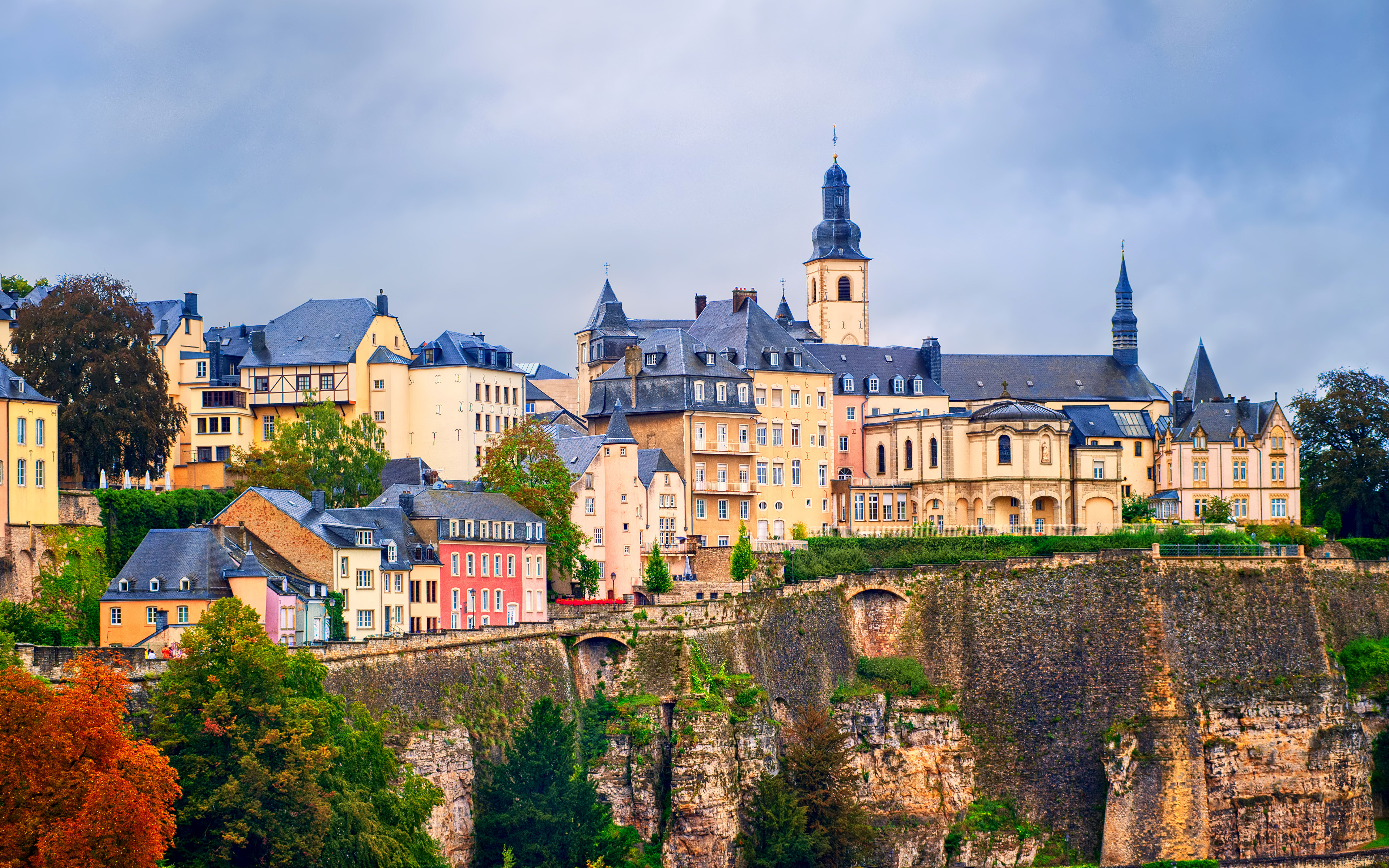 Photo Luxembourg City Rock Street Cities Houses