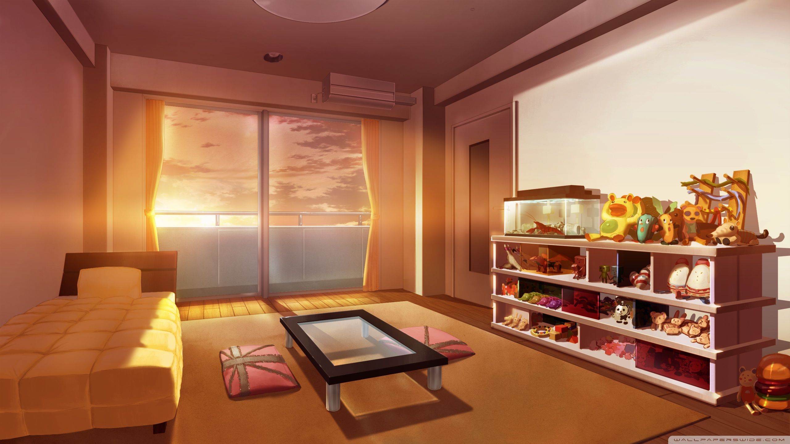 Bedroom Anime Art HD Desktop Wallpaper Widescreen High