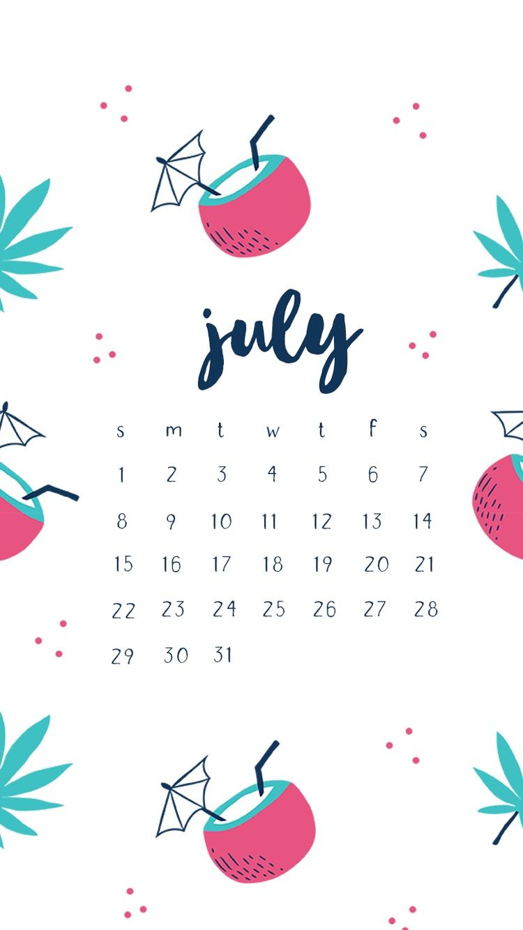 Hello July iPhone Calendar Wallpaper