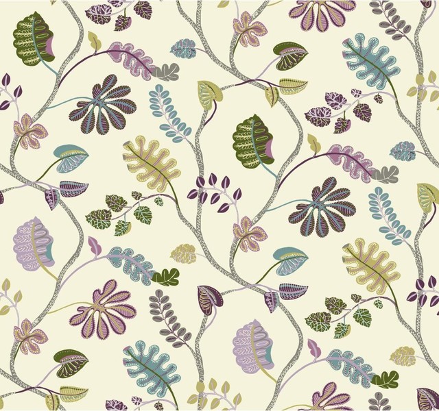 Leaf Multicolor Waverly Small Prints Collection Modern Wallpaper