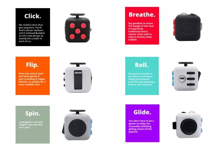 Blue Fidget Cube Stress Relief And Anxiety Reduction Toy