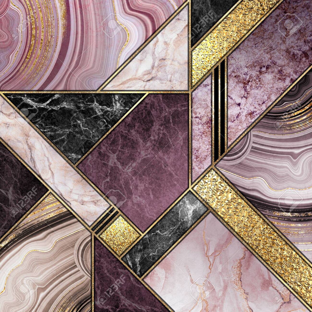 Modern Marble Mosaic Abstract Background Art Deco Wallpaper
