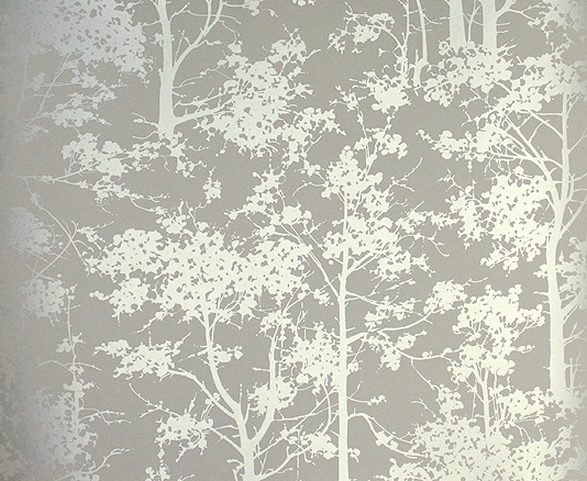 Mandara Wallpaper Beige With A Forest Of Silver Trees