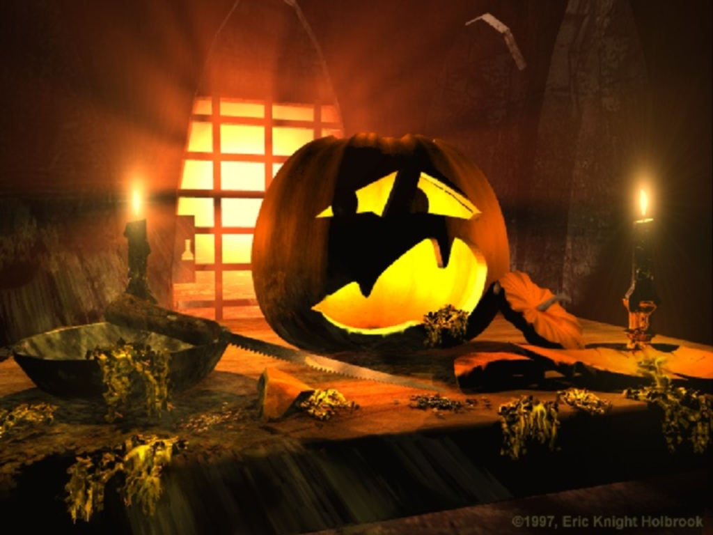 Halloween Lighting Pumpkin Desktop Wallpaper