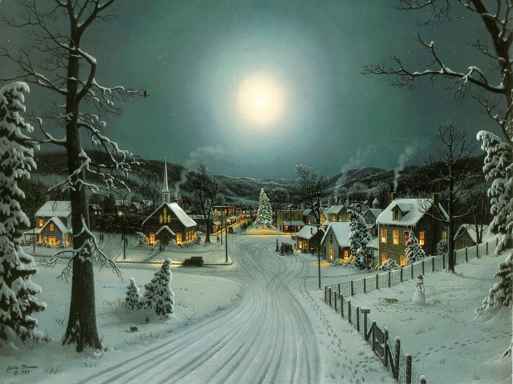 Peaceful Christmas Village HD Wallpaper Widescreen