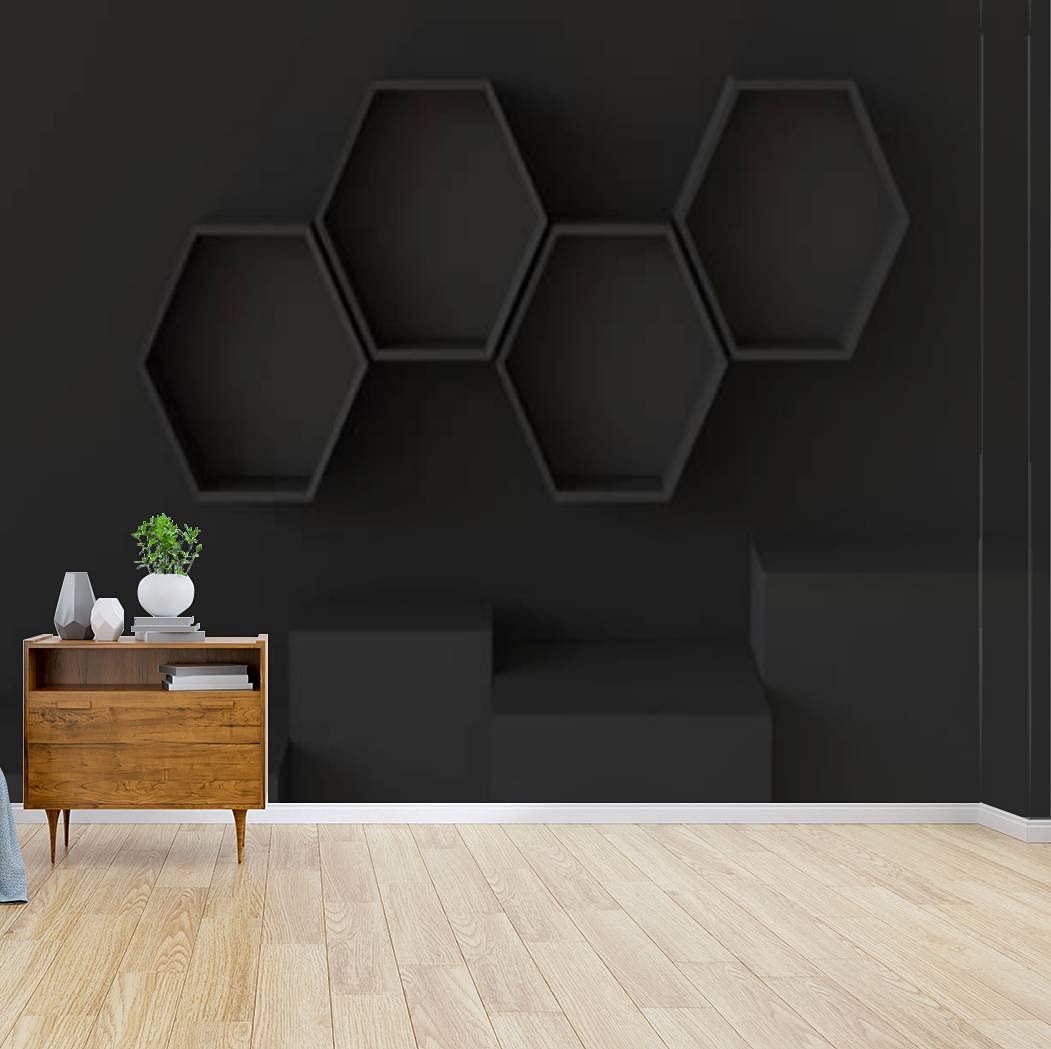 Amazoncom Wallpaper Canvas Print Empty black hexagons shelves