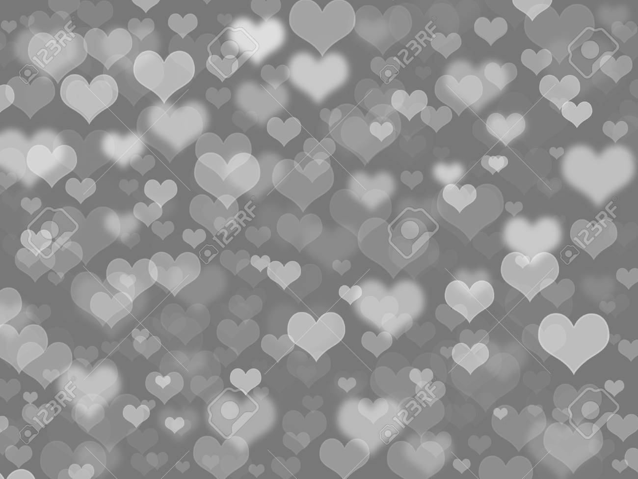 Abstract Grey Background With Hearts Stock Photo Picture And