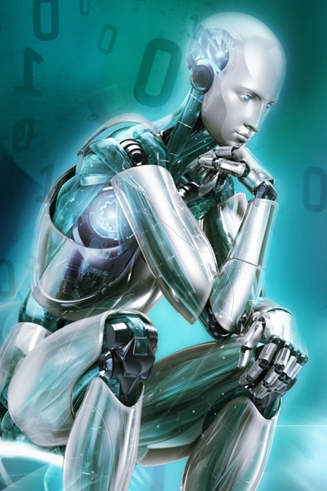 HD Cool Think Robot iPhone Wallpaper Background