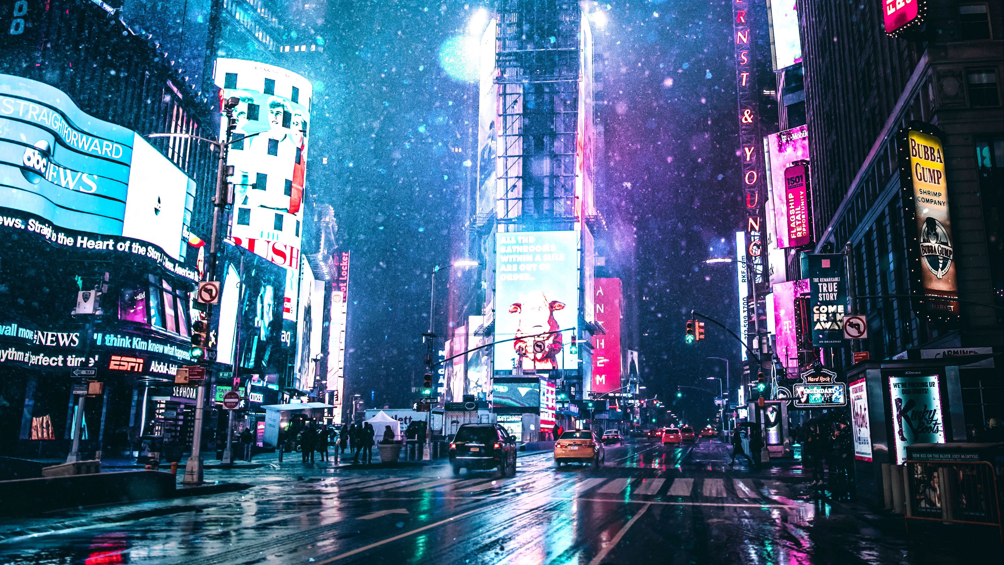 Wallpaper City Lights Night Buildings Street Architecture 4k UHD