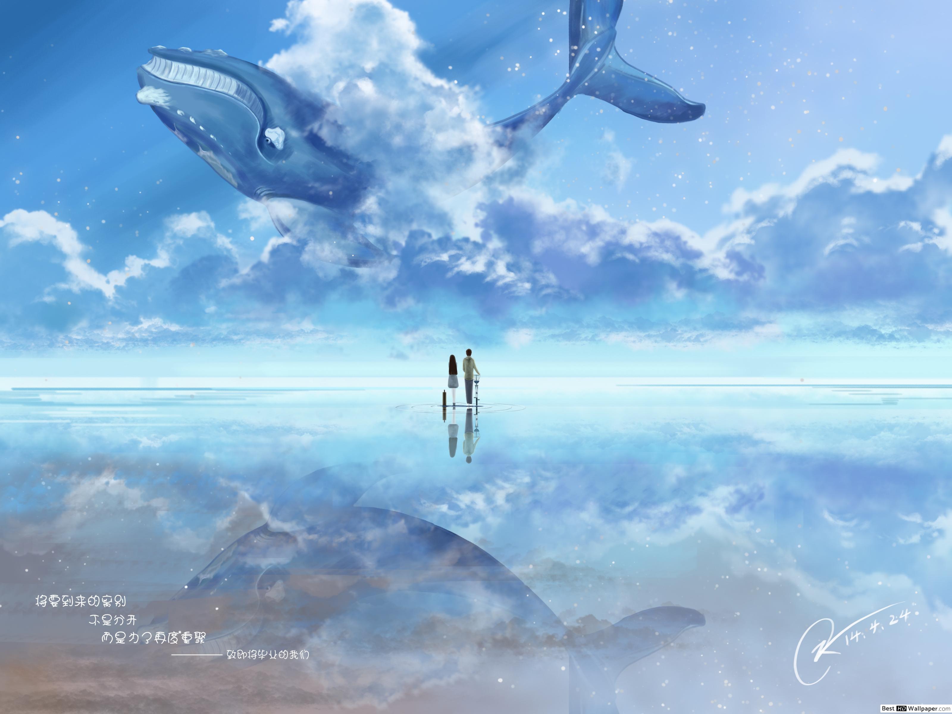 Flying Whale Wallpaper